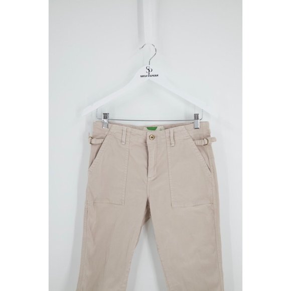 Anthropologie Women Size 29 Light Beige Straight Leg Mid Rise Pants Cropped - Picture 2 of 6